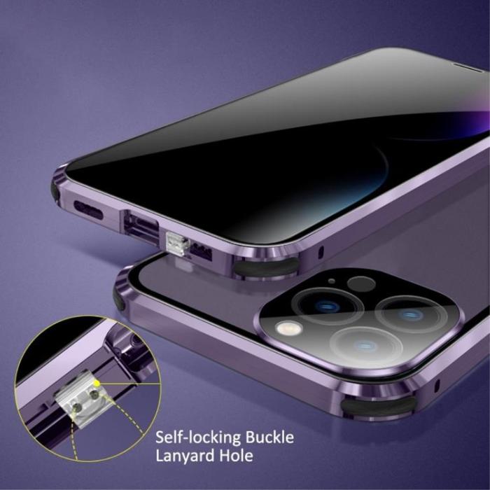 A-One Brand - iPhone 14 Pro Max Skal Anti-Spy Metall Magnetic - Svart