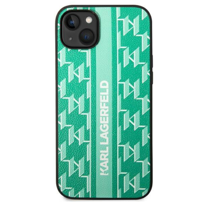 KARL LAGERFELD - Karl Lagerfeld iPhone 14 Plus Skal Monogram Stripe - Grön