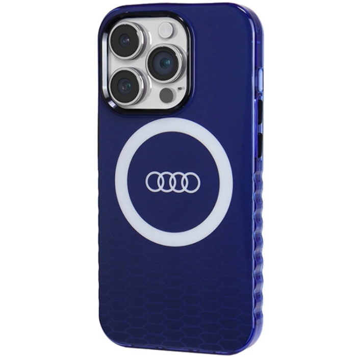 Audi - Audi iPhone 14 Pro Mobilskal Magsafe IML Big Logo - Blå