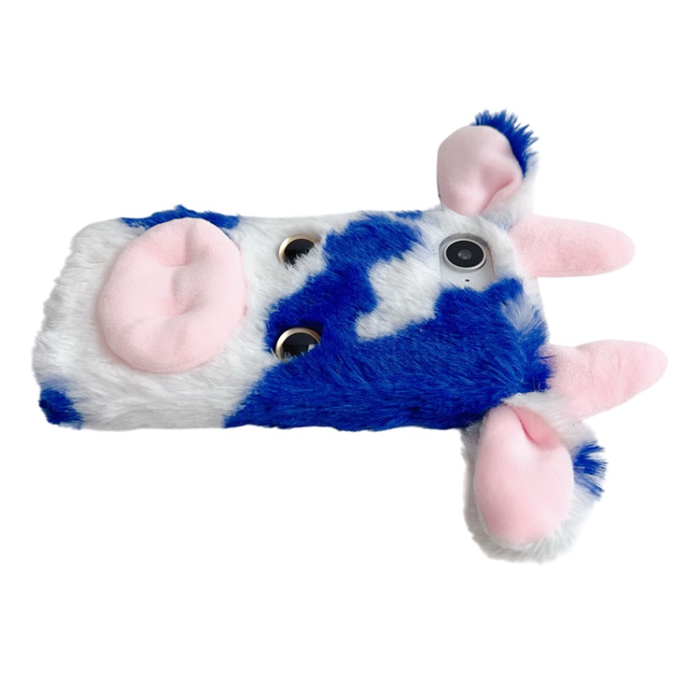 A-One Brand - iPhone 16e Mobilskal Fluffy Cute Cow Plush TPU - Rosa