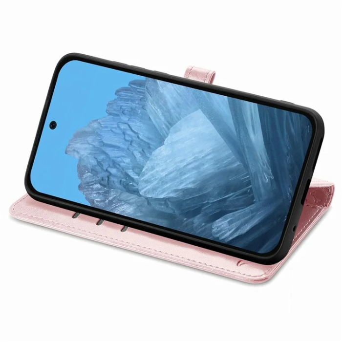 A-One Brand - Google Pixel 10/10 Pro Plånboksfodral Cat Dog Pattern - Rosa Guld