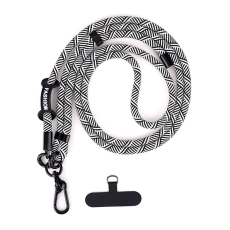A-One Brand - Crossbody Mobilrem Lanyard Justerbar 7mm Y Texture - Svart/Vit