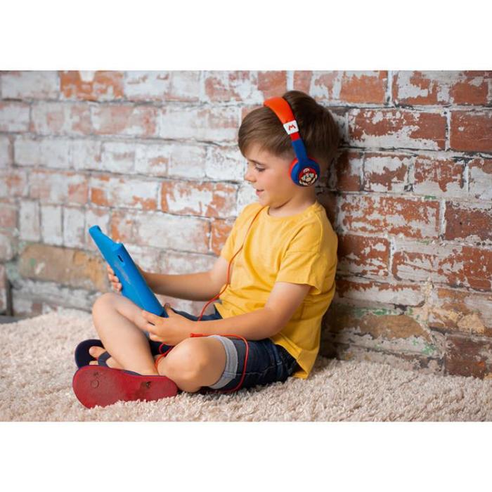 Super Mario - SUPER MARIO Hörlurar Junior On-Ear 85dB Mario - Blå / Röd