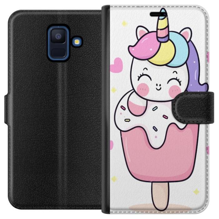 iSecrets - Plånboksfodral till Samsung Galaxy A6 (2018) med Glad enhörning