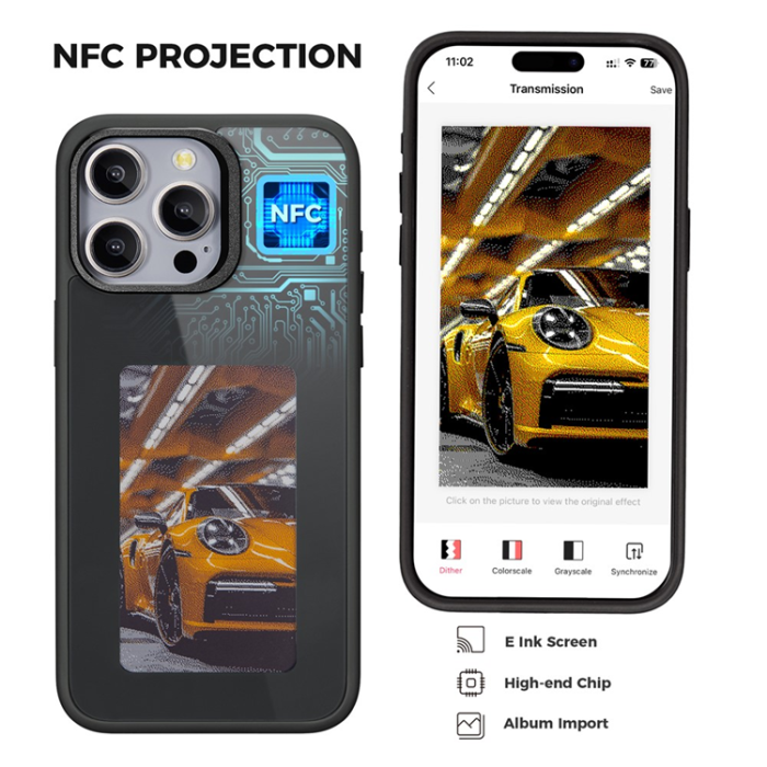 A-One Brand - iPhone 14 Pro Max Mobilskal E Ink 4-Color Display Customized