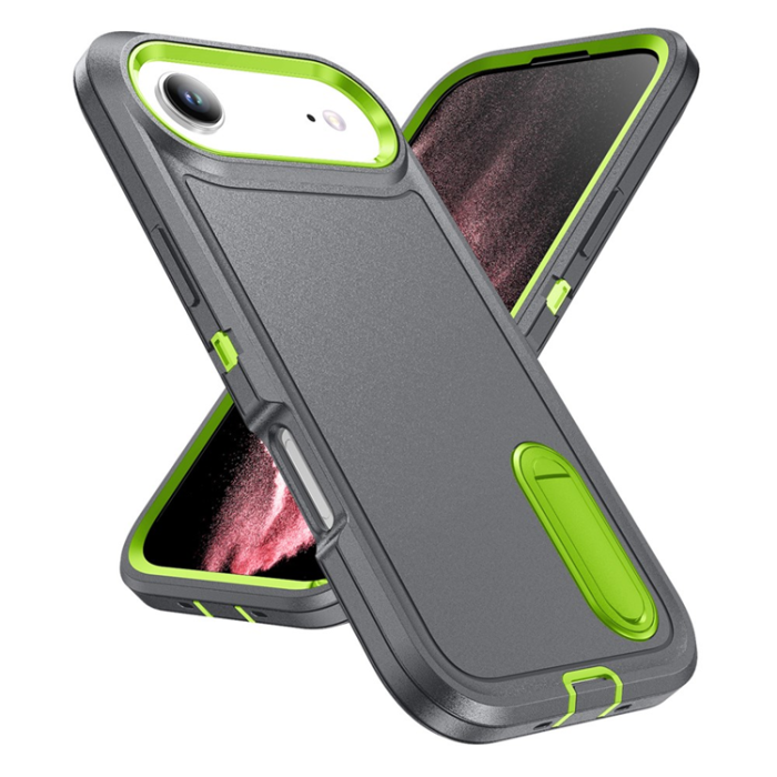 A-One Brand - iPhone 17 Air Mobilskal Kickstand Silikon - Grå/Grön