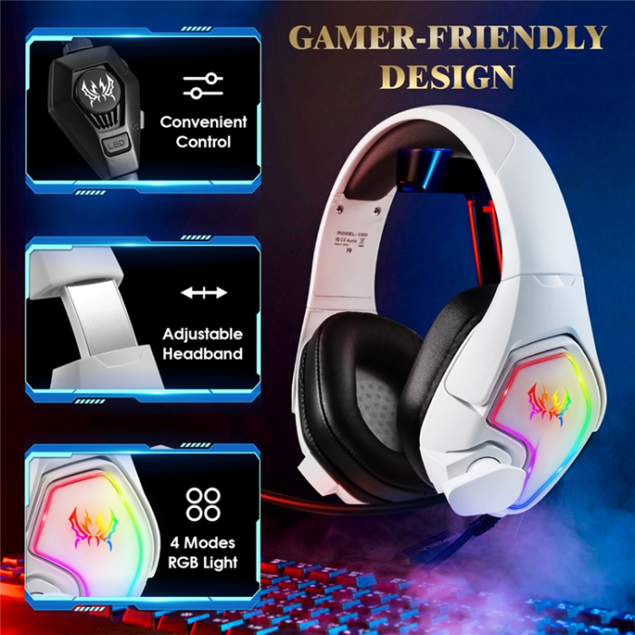 KOTION EACH - KOTION EACH Over-Ear Gaming Trådbundna Hörlurar RGB-ljus G3000