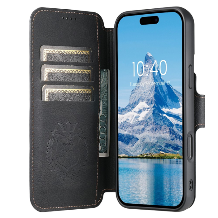 SUTENI - SUTENI iPhone 17 Plånboksfodral Detachable Q-05 - Svart