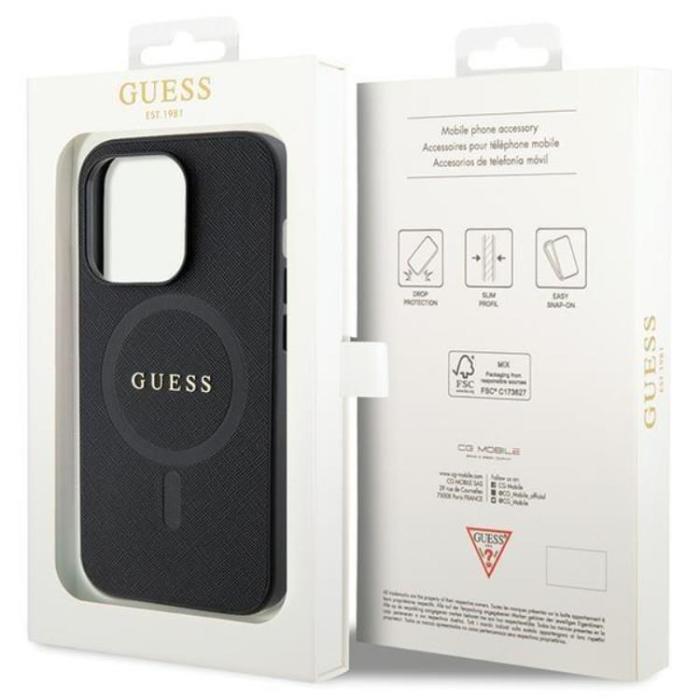 Guess - Guess iPhone 14 Pro Mobilskal Magsafe Saffiano - Svart