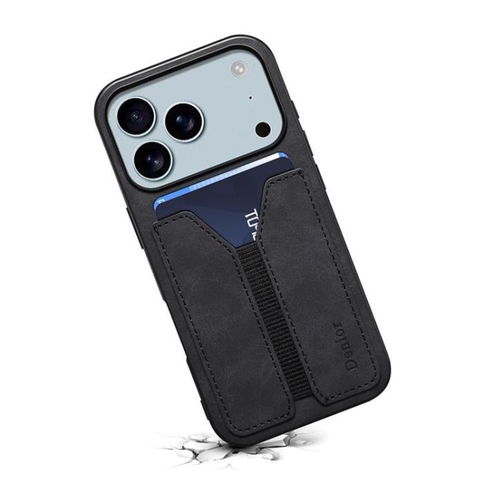DENIOR - DENIOR iPhone 17 Pro Mobilskal Elastic Korthållare - Svart