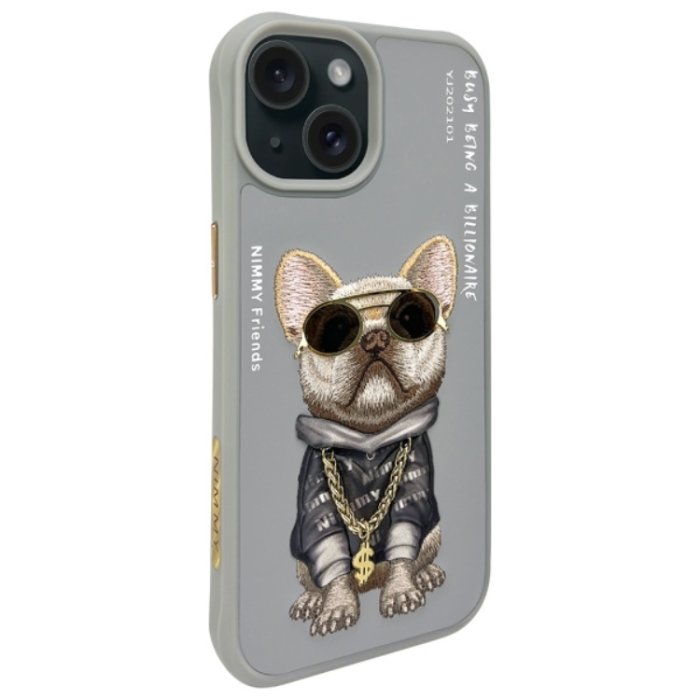 NIMMY - Nimmy iPhone 15 Mobilskal Glasses Cool Dog - Grå
