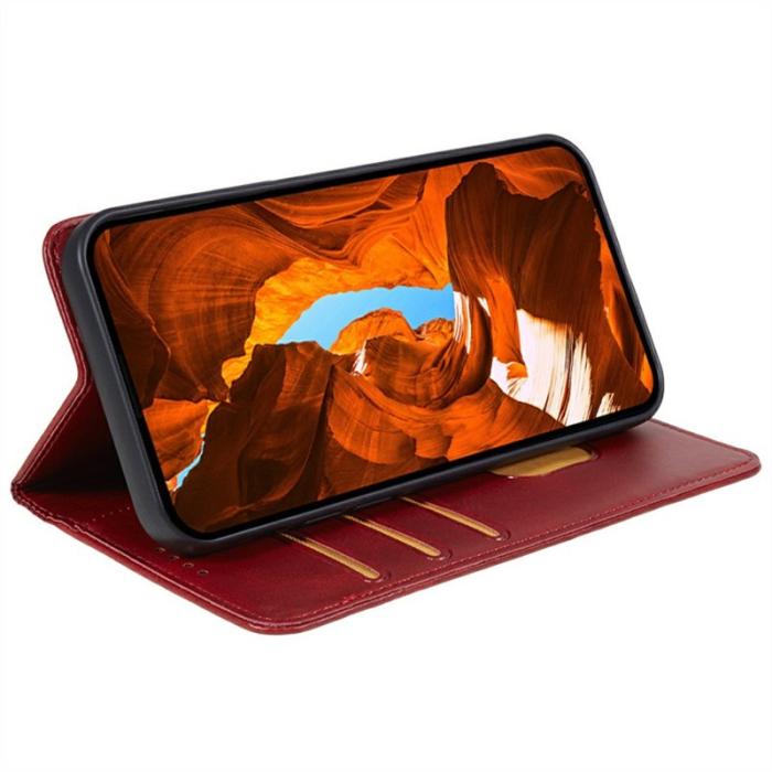 OEM - Samsung Galaxy A57 Fodral Konstläder Kalvtextur - Röd