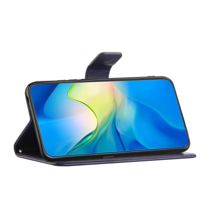 OEM - Samsung Galaxy A57 Plånboksfodral Konstläder Ställ Impräntad Fjäril - Blå