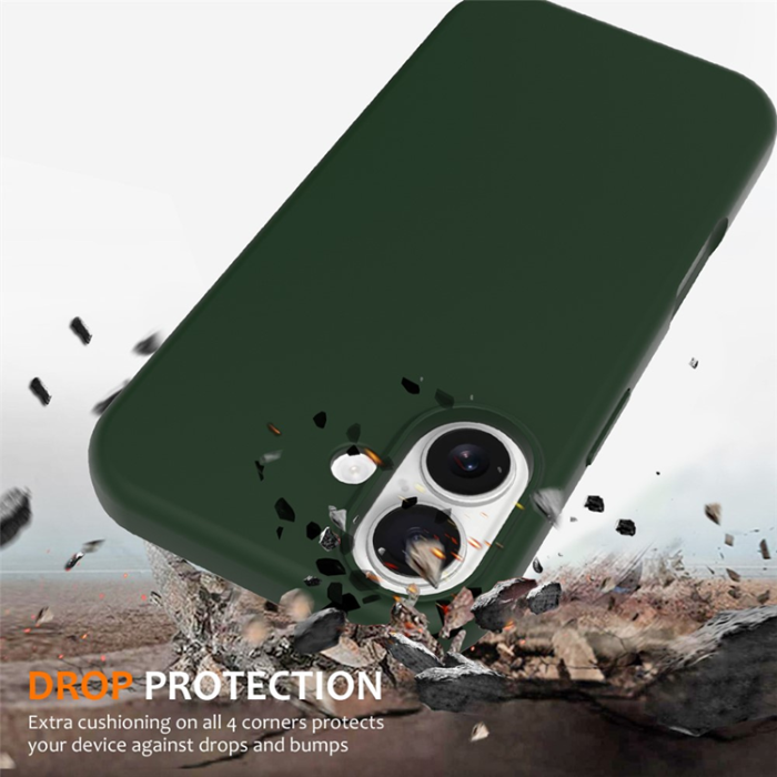 A-One Brand - iPhone 17 Mobilskal MagSafe Silikon Anti-Drop - Mörkgrön