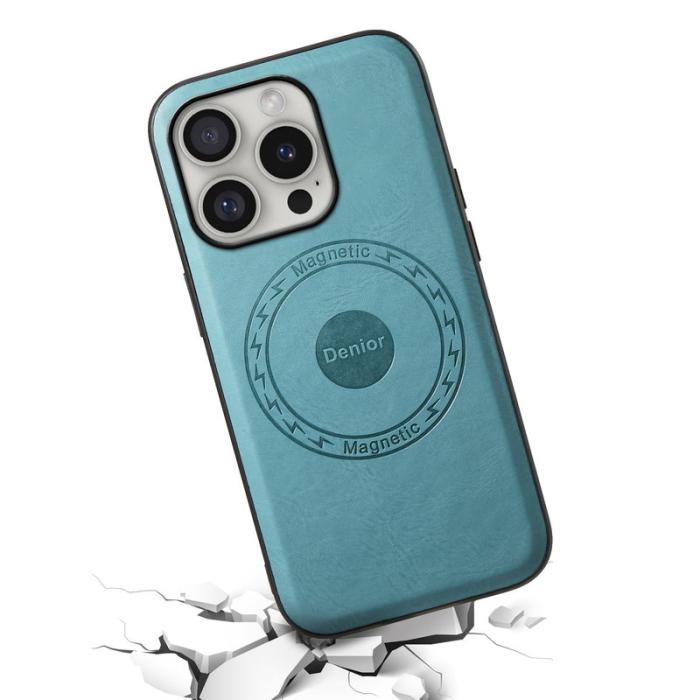 DENIOR - DENIOR A10 Mobilskal till iPhone 16 Pro Max Äkta Läder Blå