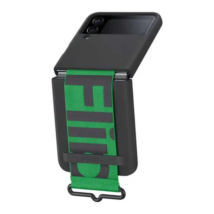 Samsung - Samsung Galaxy Z Flip 4 Skal Strap Silicone Hanger - Svart