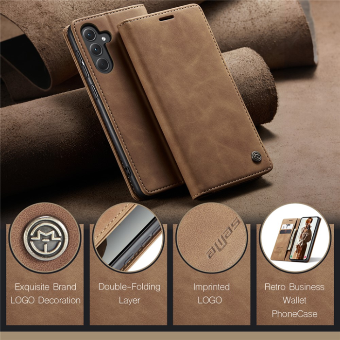 Caseme - CASEME Galaxy A56 5G Plånboksfodral 013 Series Läder - Brun