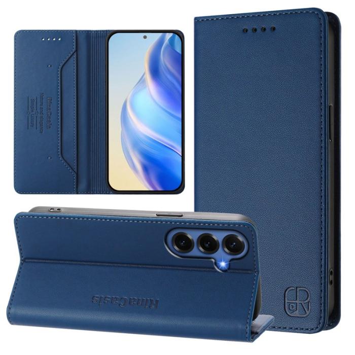 OEM - RINACASIS Samsung Galaxy S26+ Plånboksfodral Konstläder RFID Skydd - Blå