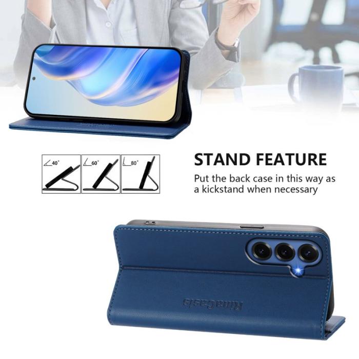 OEM - RINACASIS Samsung Galaxy S26+ Plånboksfodral Konstläder RFID Skydd - Blå
