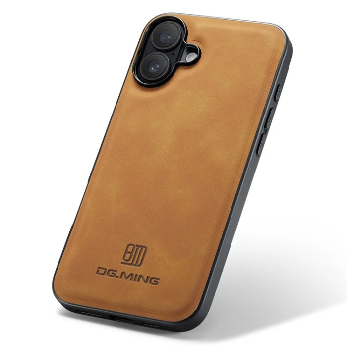 DG.MING - DG.MING iPhone 16 Mobilskal Hybrid Läder - Brun