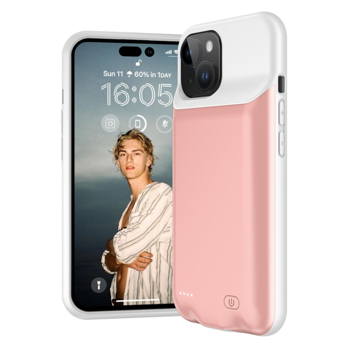 A-One Brand - iPhone 15 Batteriskal 7000mAh - Rosa