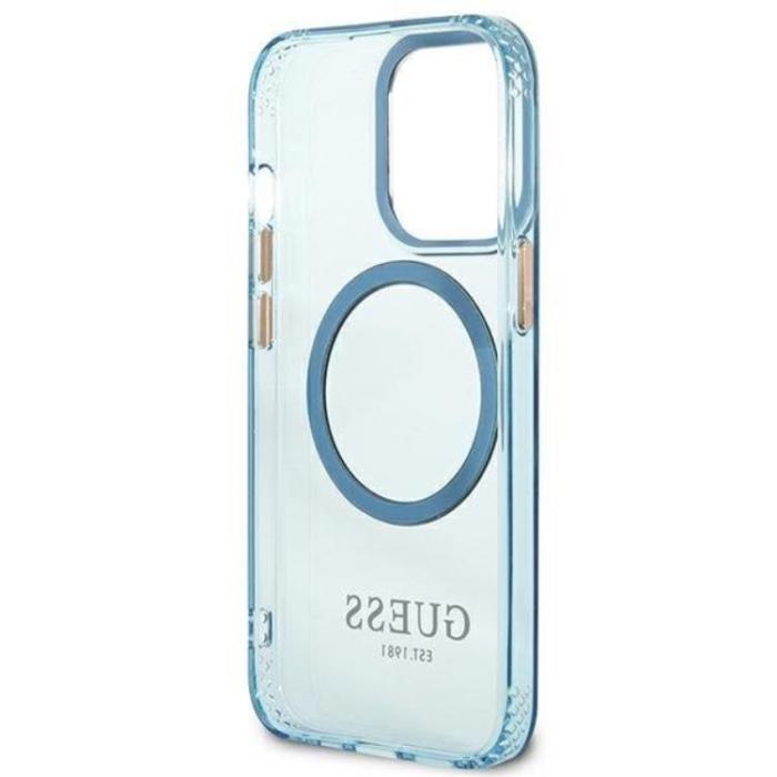 Guess - GUESS iPhone 13 Pro Skal MagSafe Gold Outline Translucent - Blå