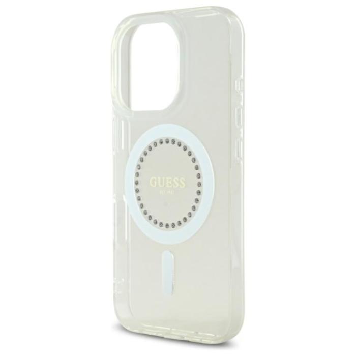 Guess - Guess iPhone 16 Pro Max Mobilskal MagSafe IML Rhinestones - Vit