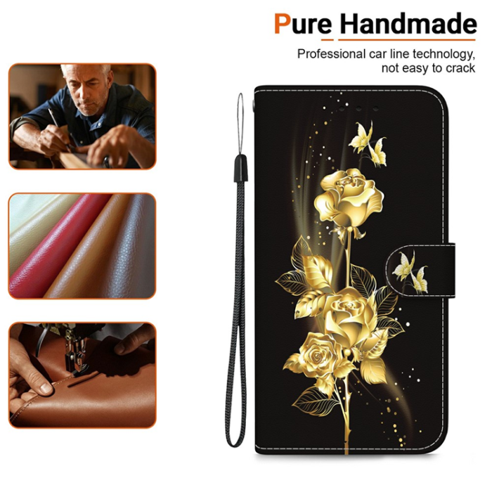 A-One Brand - Sony Xperia 10 VII Plånboksfodral Pattern Printing - Guld Rose