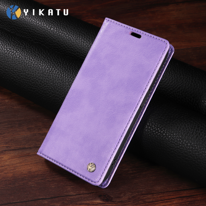 YIKATU - YIKATU Galaxy S26 Edge Plånboksfodral Litchi Läder - Lila