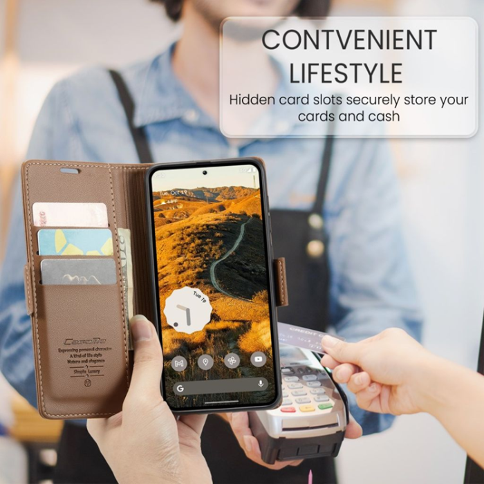 Caseme - Caseme Google Pixel 9 Pro XL Plånboksfodral 023 - Brun