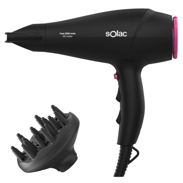 SOLAC - SOLAC Hårtork Snabb 2200 Ionic Svart