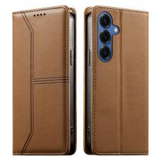 OEM - Pl&aring;nboksfodral f&ouml;r Samsung Galaxy S26 St&auml;llfunktion Konstl&auml;der - Brun