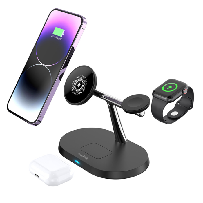 Maxlife - Maxlife 3-in-1 Trådlös Laddare Magsafe iPhone, Apple Watch, AirPods - Svart