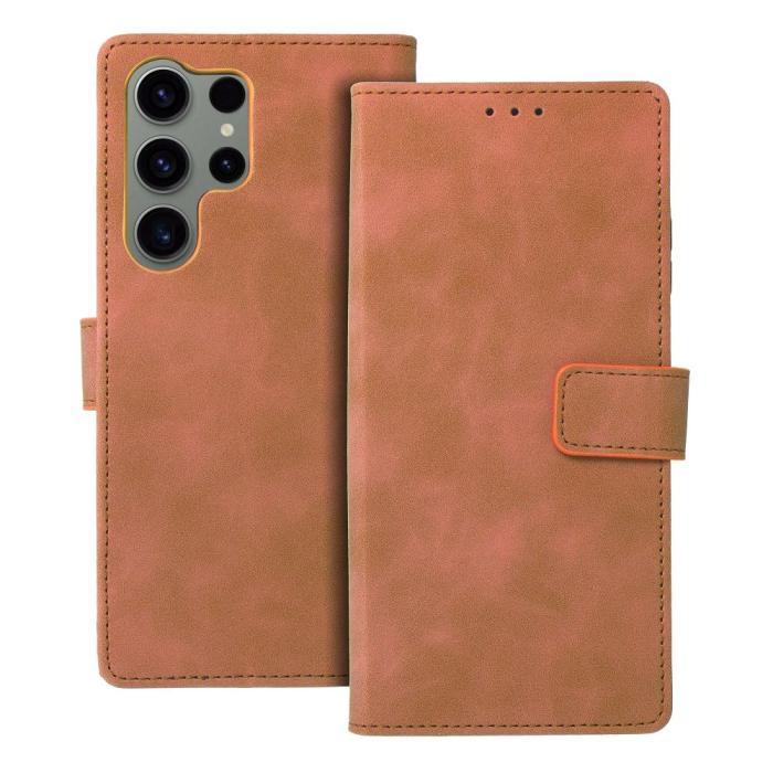 OEM - TENDER plånboksfodral för Samsung Galaxy S23 Ultra brun