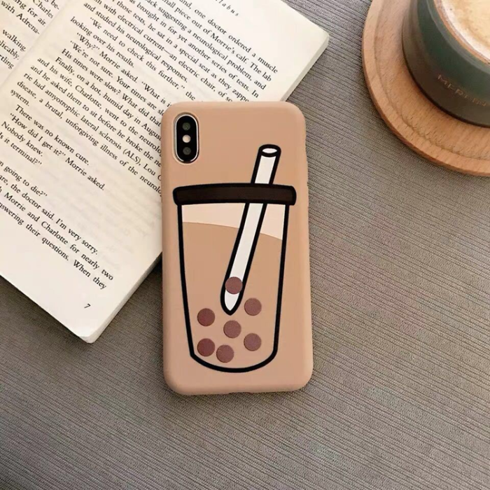 UTGATT1 - iPhone 7/8/SE(2020/2022)Mobilskal Boba Milk Tea Silikon - Brun