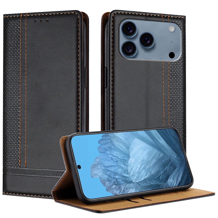 iPhone 17 Pro Max Plånboksfodral L Shaped Grid Pattern - Svart | 2353 | AlltMobil