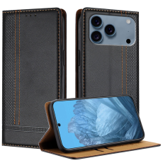A-One Brand - iPhone 17 Pro Max Plånboksfodral L Shaped Grid Pattern - Svart