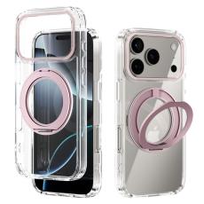 ABEEL - ABEEL Q-LUCK Mobilskal till iPhone 17 Pro Shockproof Rotating Kickstand Rosa