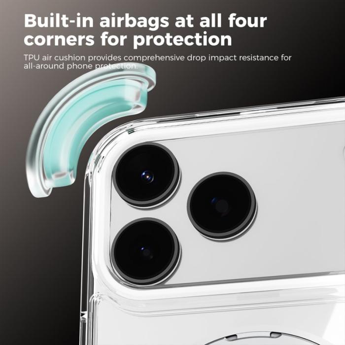 ABEEL - ABEEL Q-LUCK Mobilskal till iPhone 17 Pro Shockproof Rotating Kickstand Lila