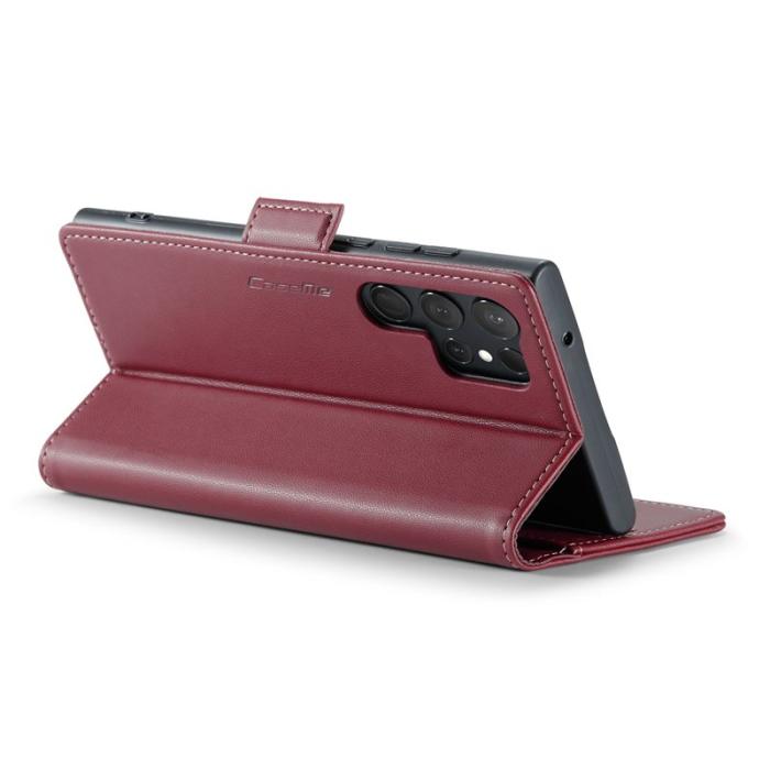 Caseme - CASEME Plånboksfodral Konstläder för Samsung Galaxy S23 Ultra - Röd
