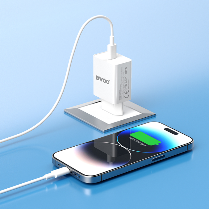 BWOO - BWOO Snabb Väggladdare 20W PD USB-C - Vit