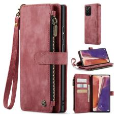 Caseme - CASEME Konstl&auml;der Pl&aring;nboksfodral f&ouml;r Samsung Galaxy Note20 5G/4G - R&ouml;d