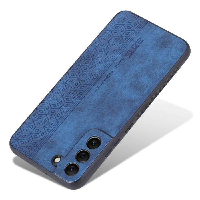AZNS - AZNS Samsung Galaxy S22 5G Fodral - Imprinted KonstLäder - Blå