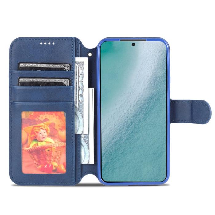 AZNS - AZNS Samsung Galaxy S22 5G Plånboksfodral Konstläder - Blå