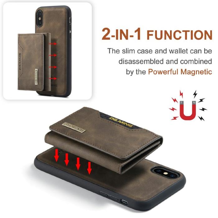 DG.MING - DG.MING M2 Series Mobilskal i Konstläder med kickstand för iPhone X - Brun