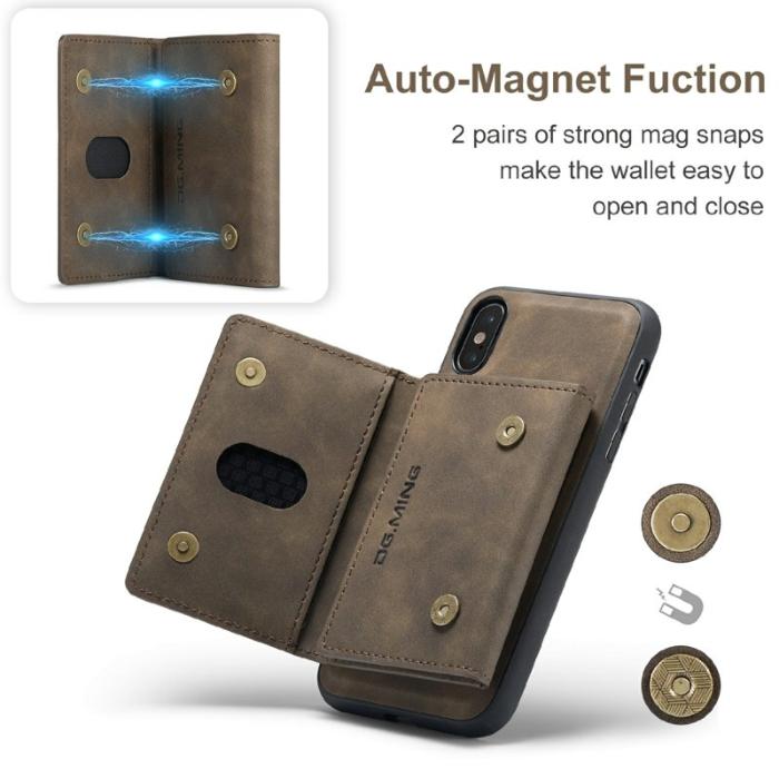 DG.MING - DG.MING M2 Series Mobilskal i Konstläder med kickstand för iPhone X - Brun