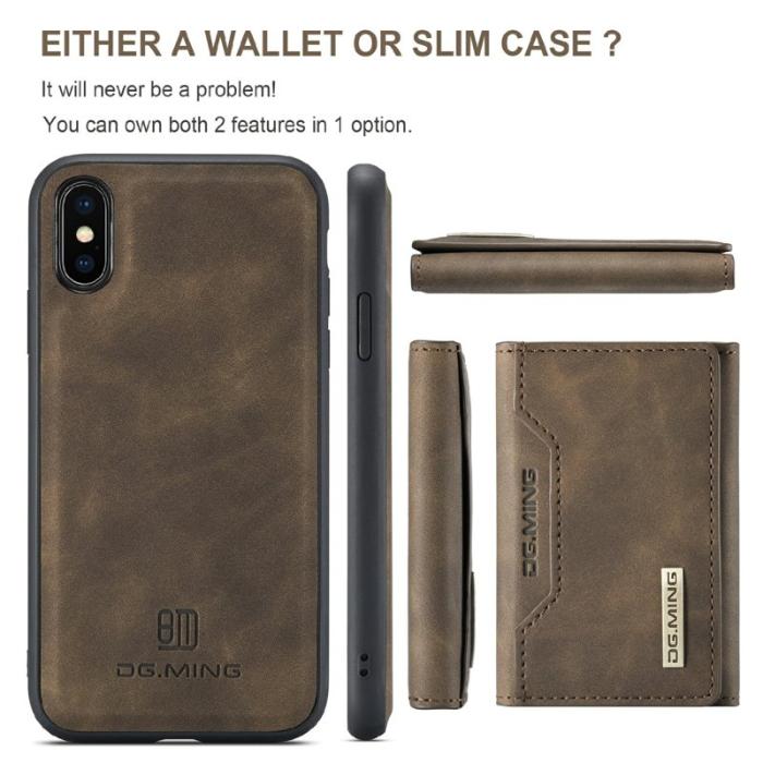 DG.MING - DG.MING M2 Series Mobilskal i Konstläder med kickstand för iPhone X - Brun