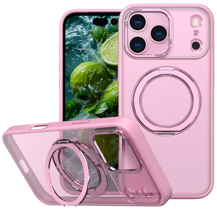 A-One Brand - iPhone 17 Pro Mobilskal Ring Kickstand TPU PC - Rosa