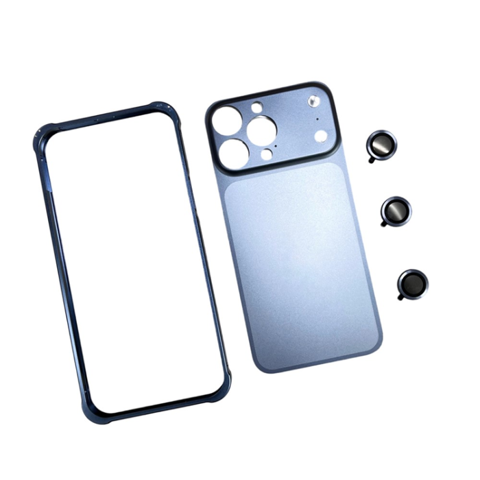 A-One Brand - iPhone 14 Pro Max Mobilskal Metal med Kameralinsskydd - Blå