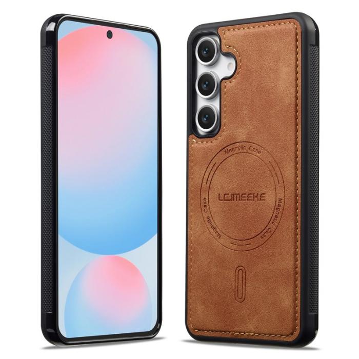 LC.imeeke - LC.IMEEKE L6 Samsung Galaxy S24 FE Fodral KonstLäder - Brun